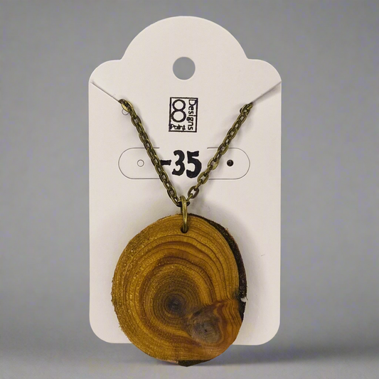 Cedar Round Necklace on 30” Brass Ox Chain