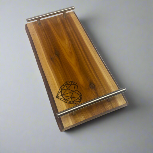 "The Geo Heart" Cedar Plank Serving Tray