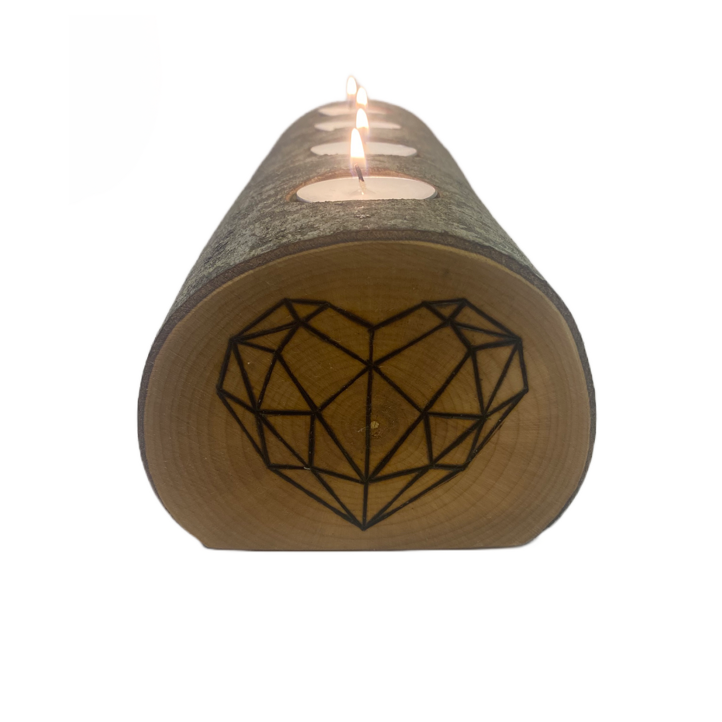 "The Geo Heart" Tea Light Log Centerpiece